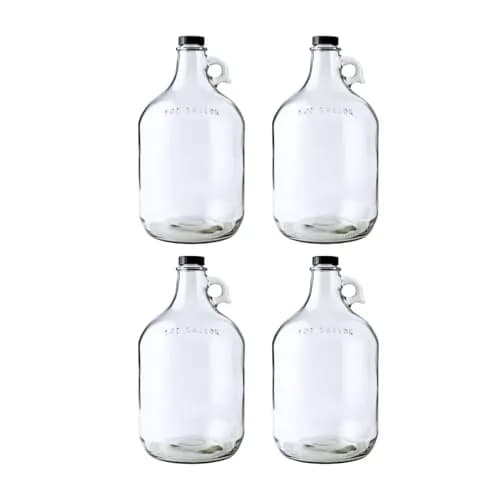 FastRack 1 Gallon Glass Jug | 4 Pack with Polyseal Caps | Laundry & Kitchen Storage thumbnail 1