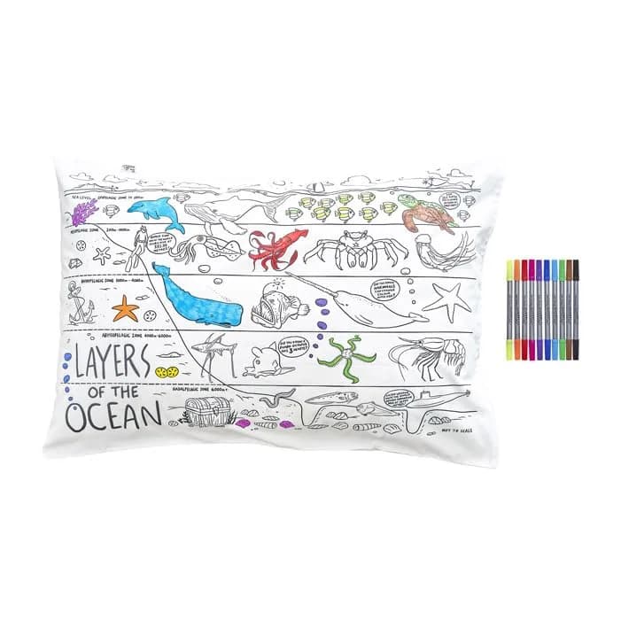 eatsleepdoodle Cotton World Map Coloring Pillowcase, 10pk | Washable Markers for Kids' Art & Sleep thumbnail 5