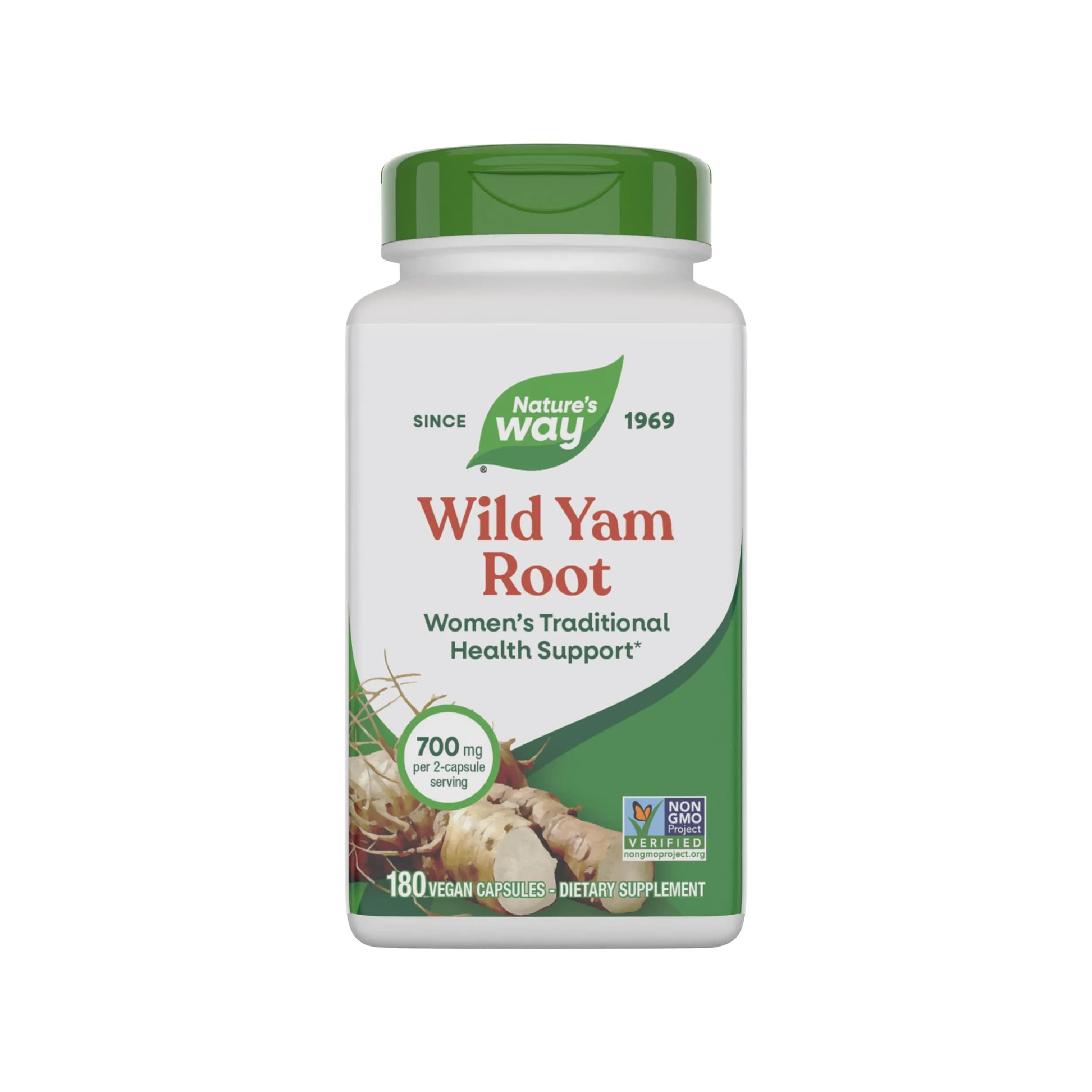 Nature's Way Wild Yam Root Capsules 700 mg per 2-Capsule Serving | Non-GMO Project Verified Vegan 100 Count (Pack of 2) — 180 capsules