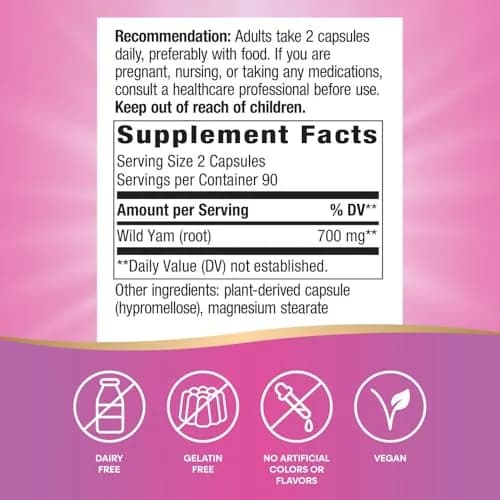 Nature's Way Wild Yam Root Capsules 180 Count (90 Servings) | Traditional Women's Health Support thumbnail 2