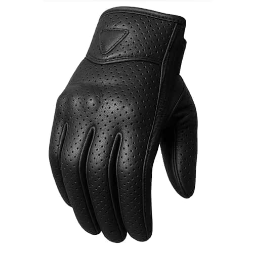 Jackets 4 Bikes Perforated Black Leather Motorcycle Gloves Small | Premium Aniline Goat Leather with Gel Palm Grip thumbnail 1
