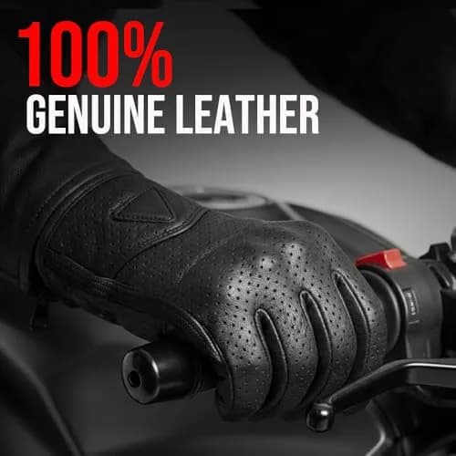 Jackets 4 Bikes Perforated Black Leather Motorcycle Gloves Small | Premium Aniline Goat Leather with Gel Palm Grip thumbnail 6