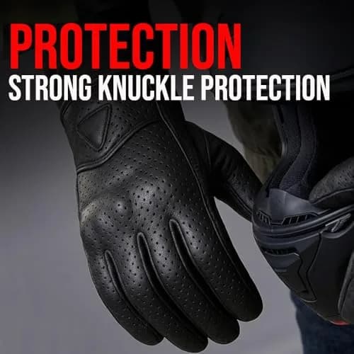 Jackets 4 Bikes Perforated Black Leather Motorcycle Gloves Small | Premium Aniline Goat Leather with Gel Palm Grip thumbnail 7