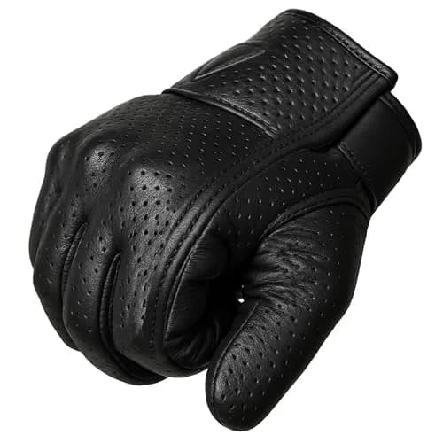 Jackets 4 Bikes Perforated Black Leather Motorcycle Gloves Small | Premium Aniline Goat Leather with Gel Palm Grip thumbnail 2