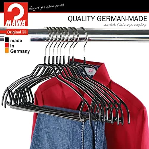 MAWA Silhouette Ultra-Thin Series Clothes Hanger 16.25" Black | Space Saving, Non-Slip, Pant & Skirt Hooks thumbnail 4