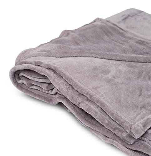 BIRDROCK HOME Plush Throw Blanket Grey 90x90 | Ultra Soft Microfiber Couch & Travel thumbnail 2