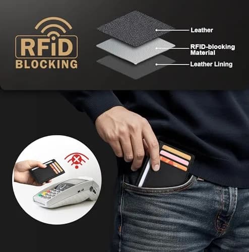 Travelambo Slim Wallet Front Pocket Minimalist Leather RFID Blocking Medium Size | Compact & Secure thumbnail 5