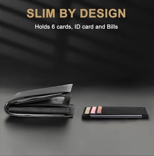 Travelambo Slim Wallet Front Pocket Minimalist Leather RFID Blocking Medium Size | Compact & Secure thumbnail 7