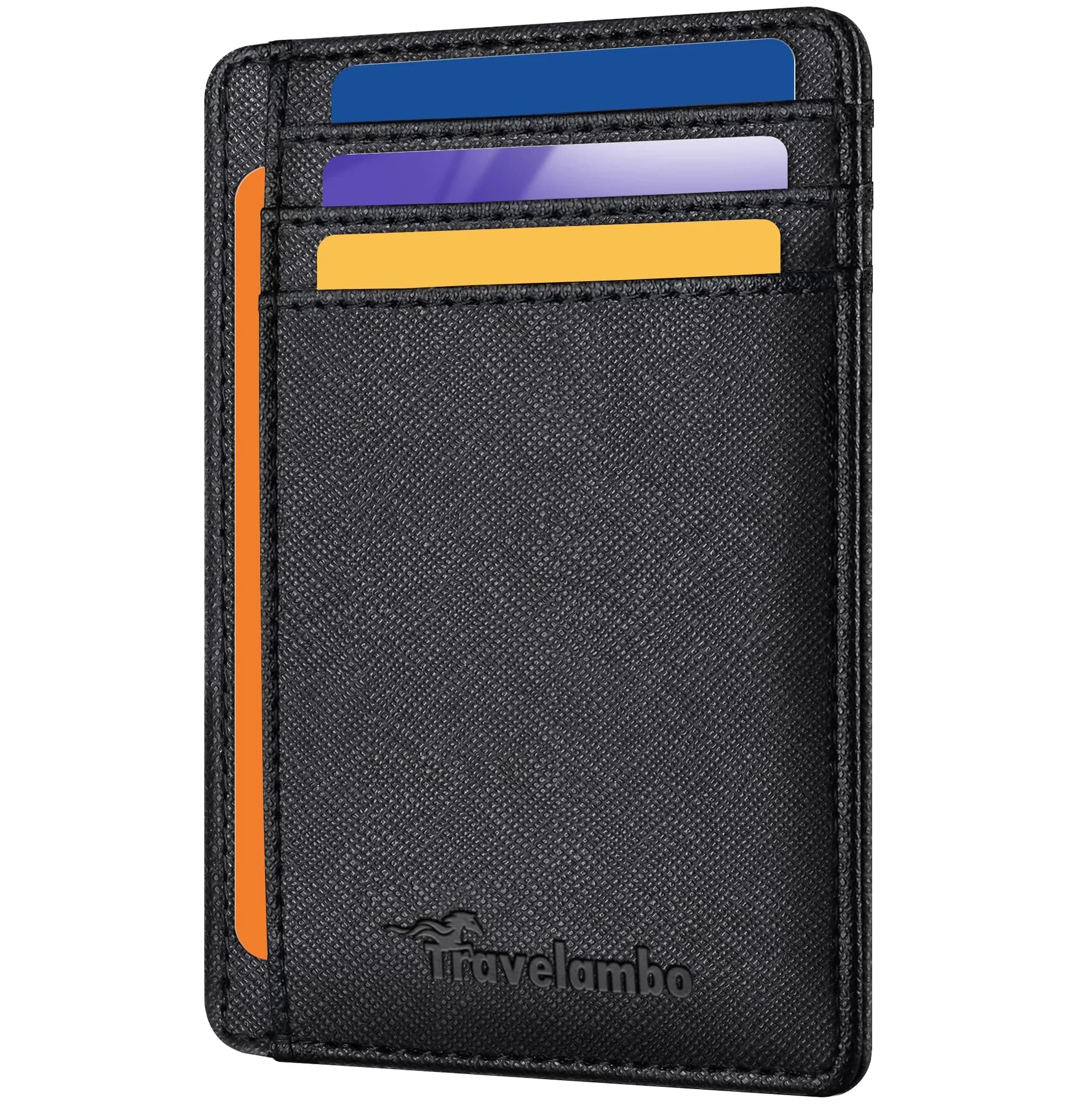 Travelambo Slim Wallet Front Pocket Minimalist Leather RFID Blocking Medium Size | Compact & Secure