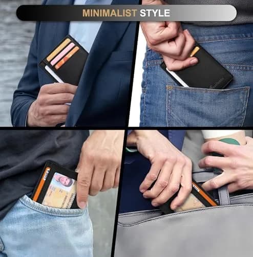 Travelambo Slim Wallet Front Pocket Minimalist Leather RFID Blocking Medium Size | Compact & Secure thumbnail 8