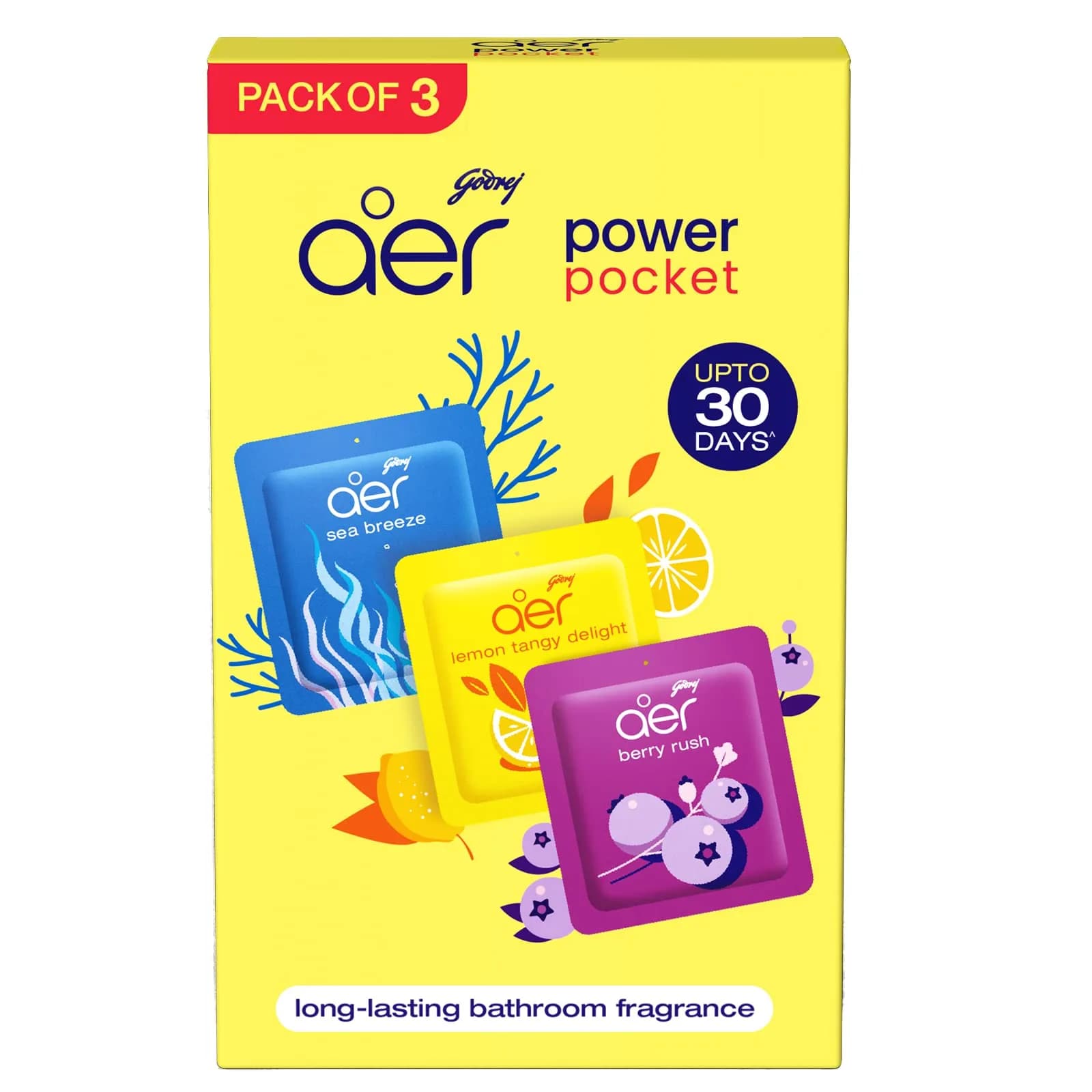 Godrej aer Pocket Bathroom Fragrance Berry Gel 30g (1.05 oz) Pack | Odour Neutralizer for 30 Days - main product image