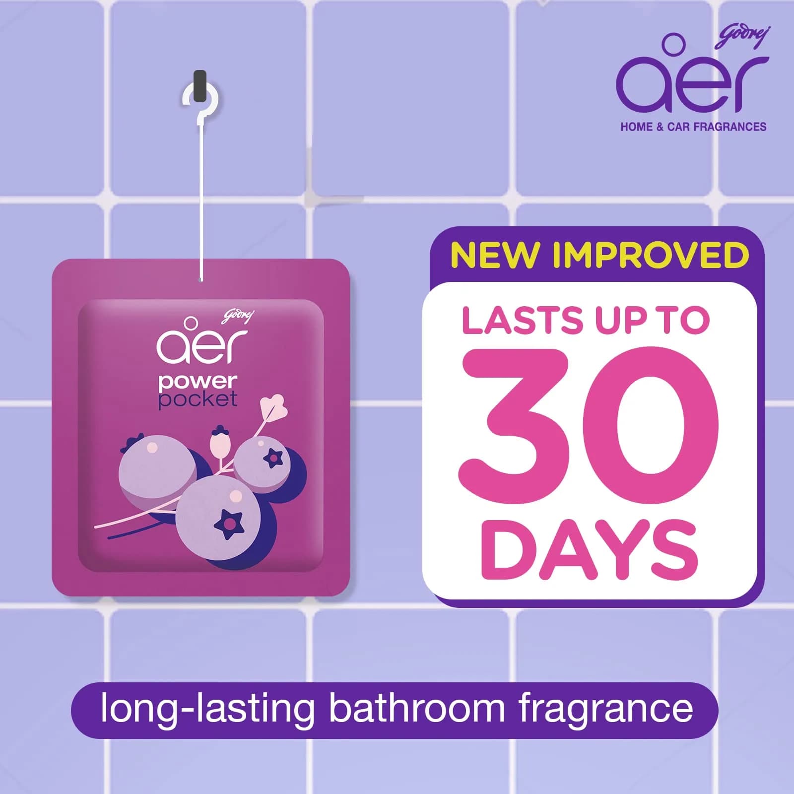 Godrej aer Pocket Bathroom Fragrance Berry Gel 30g (1.05 oz) Pack | Odour Neutralizer for 30 Days - view 3