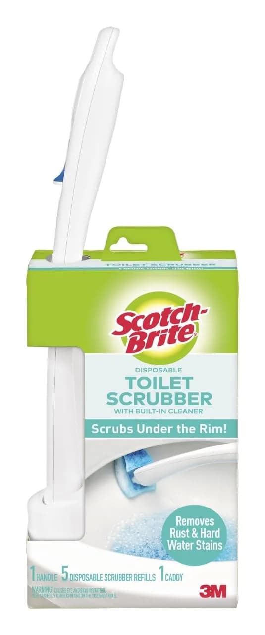 Scotch-Brite Disposable Toilet Scrubber Starter Kit with 5 Refills | Built-in Bleach-Free Cleaner - main product image