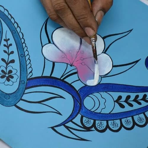 Anna by Anuschka Hand Painted Genuine Leather Small Organizer Bag | Denim Paisley Floral 18.5cm (7.25") thumbnail 5