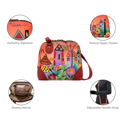Anna by Anuschka Hand Painted Genuine Leather Small Organizer Bag | Denim Paisley Floral 18.5cm (7.25") thumbnail 8