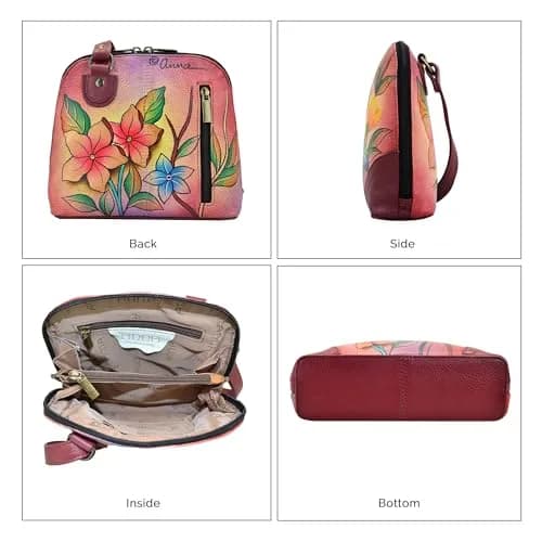 Anna by Anuschka Leather Small Multi Compartment Zip-Around Organizer, Birds in Paradise 17.8cm (7.25in) | Hand-Painted Artistry thumbnail 3