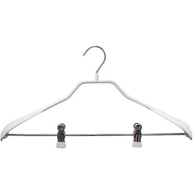 MAWA Clothes Hanger with Clips | Non-Slip Space Saving Design, 16.75" Wide, White