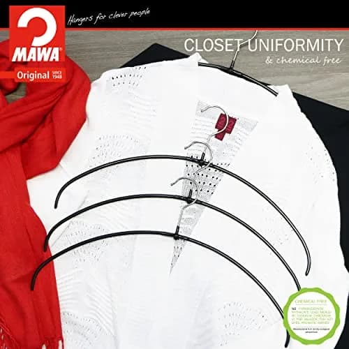 MAWA Clothes Hanger Euro Ultra-Thin Non-Slip Space Saving Set of 4 | Supports Delicate Blouses & Dresses thumbnail 2
