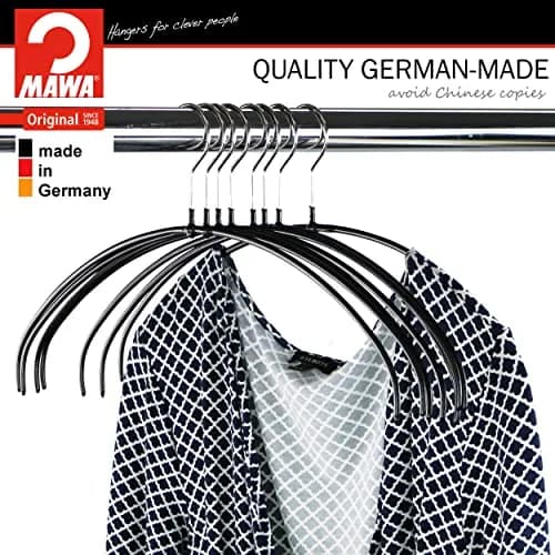 MAWA Clothes Hanger Euro Ultra-Thin Non-Slip Space Saving Set of 4 | Supports Delicate Blouses & Dresses thumbnail 3