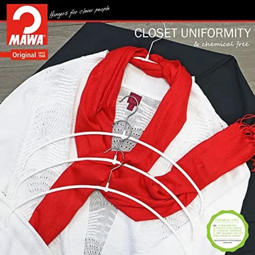 MAWA Clothes Hanger Euro Ultra-Thin Non-Slip Space Saving White | Supports 8 lbs, Maximize Closet Space thumbnail 5