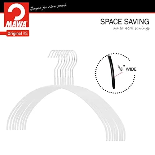 MAWA Clothes Hanger Euro Ultra-Thin Non-Slip Space Saving White | Supports 8 lbs, Maximize Closet Space thumbnail 3
