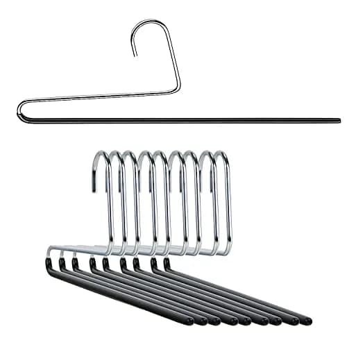 MAWA Reverse Hook Trouser Hanger Set of 10 | Space-Saving, Non-Slip, German Steel thumbnail 1