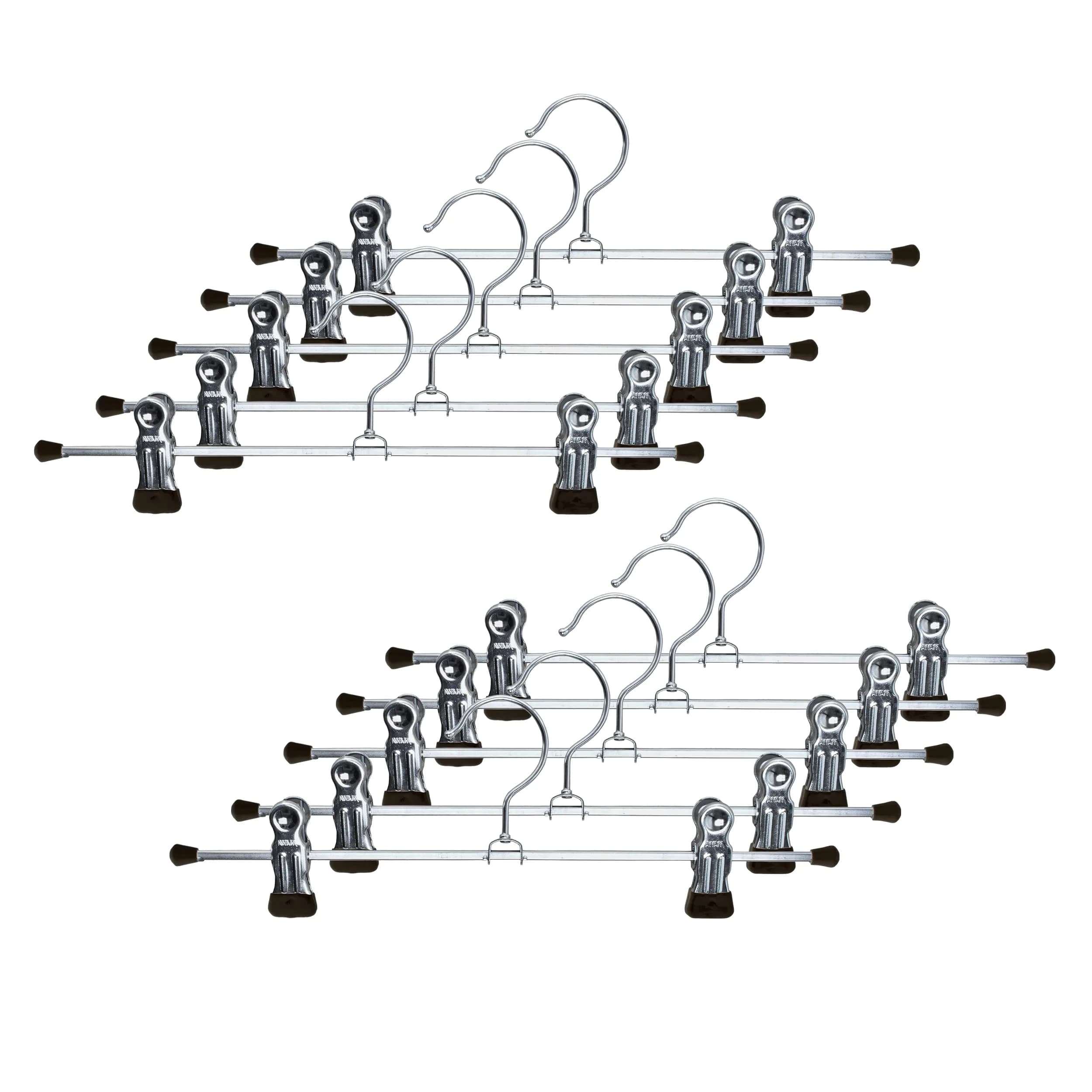MAWA Clothes Hanger Space-Saving Non-Slip Set of 10 | 12-Inch, Black, for Pants & Skirts - main product image