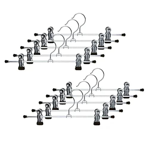 MAWA Clothes Hanger Space-Saving Non-Slip Set of 10 | 12-Inch, Black, for Pants & Skirts thumbnail 1