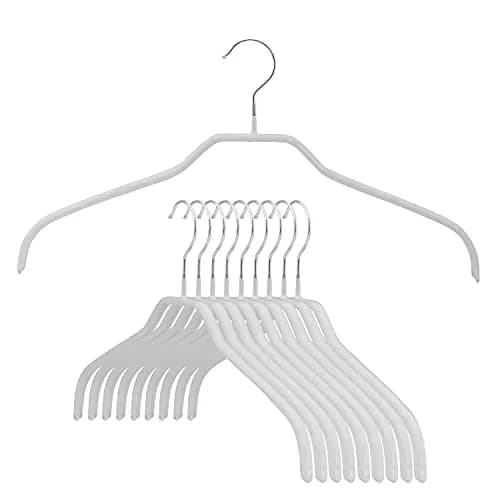 MAWA Silhouette Series Non-Slip Space Saving Clothes Hanger for Shirts & Dresses, Set of 10, White | German Steel Support thumbnail 1