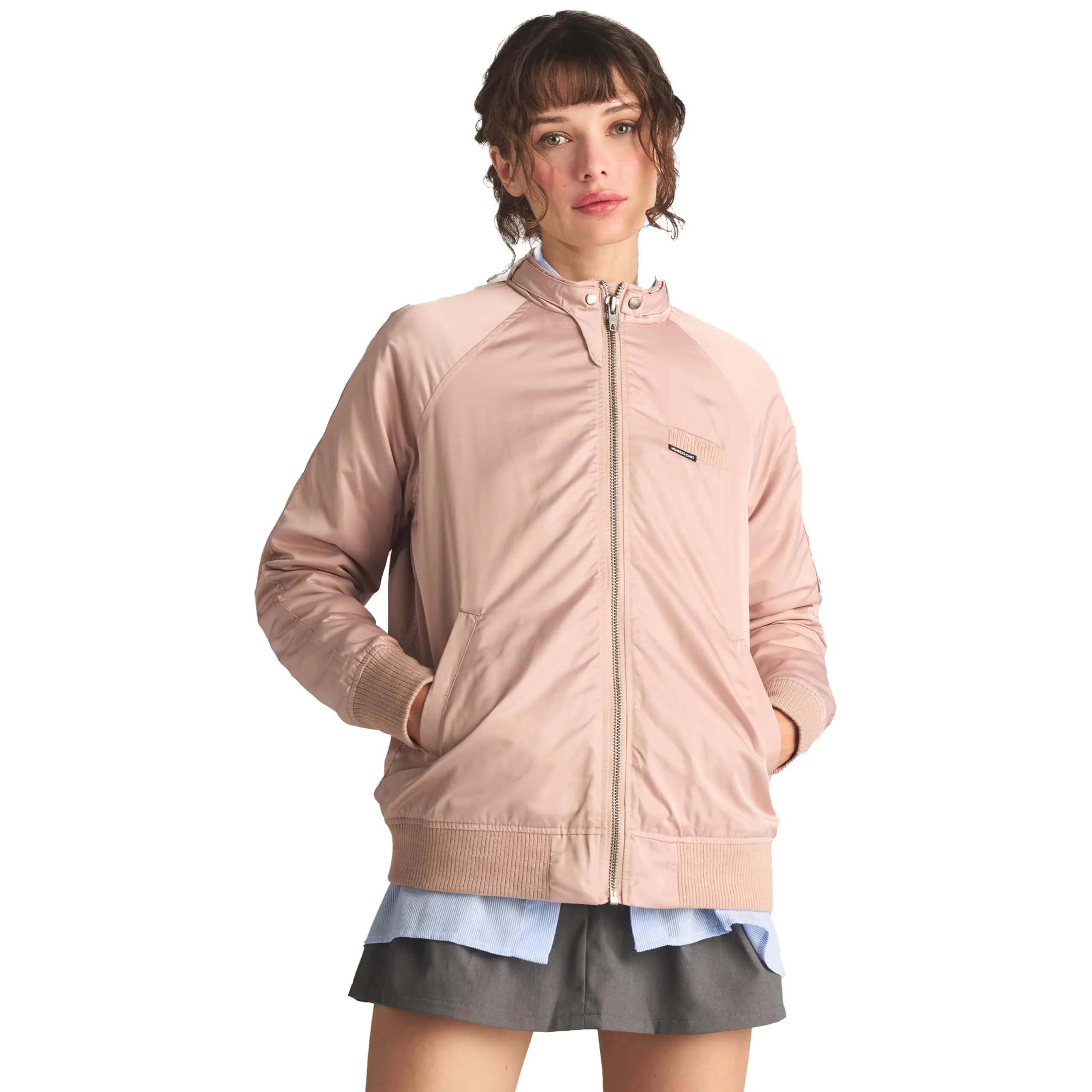 Members Only Iconic Boyfriend Jacket for Women with Satin Finish (Brush, Medium) | Oversized, Long Fit, Satin