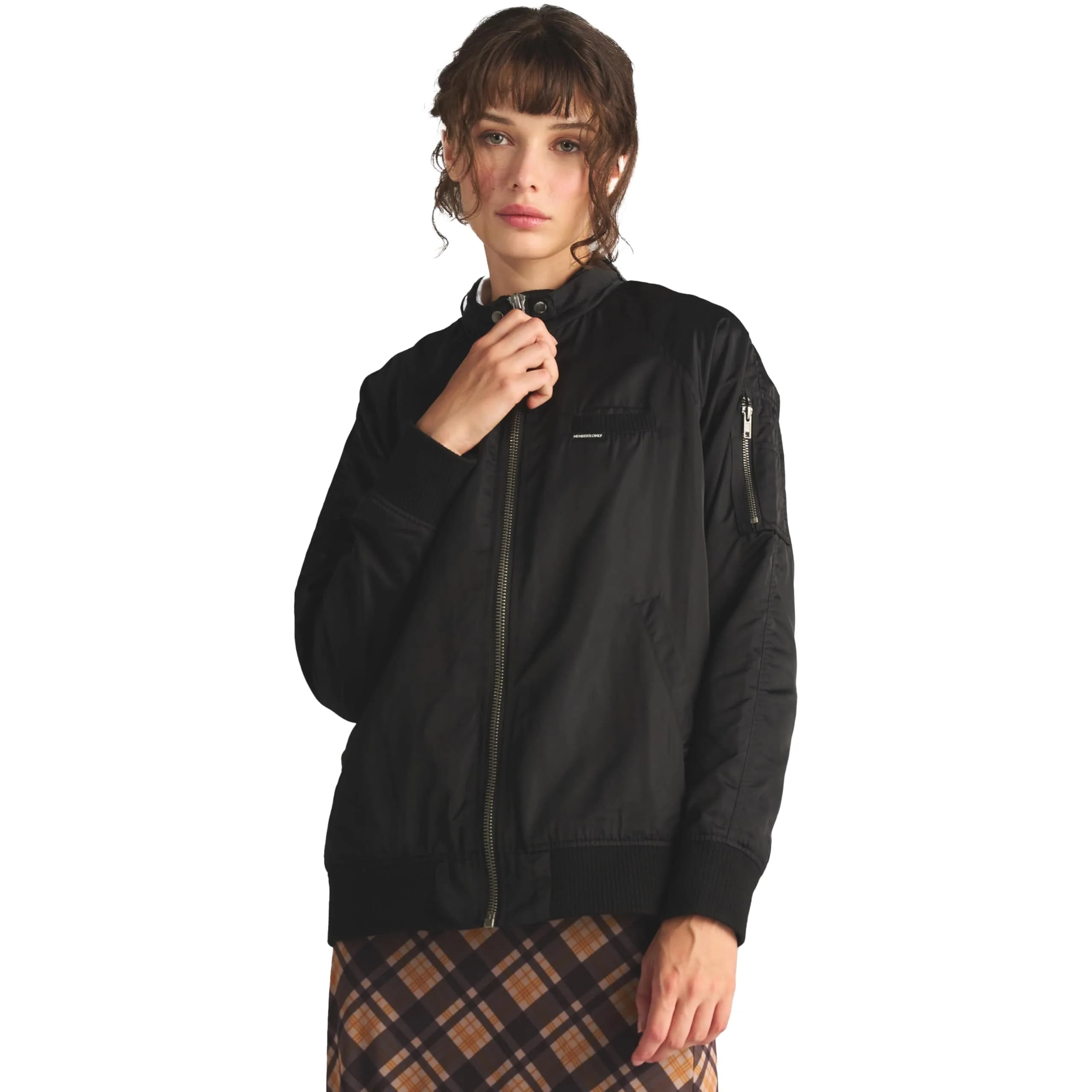 Members Only Iconic Boyfriend Jacket for Women with Satin Finish (Black, Small) | Relaxed Fit, Satin Look, Durable thumbnail 4
