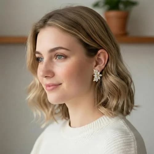 Mariell Clip-On Cubic Zirconia Bridal Earrings, Marquise Shape CZ Curved Clusters, Women Earrings for Wedding, Bridesmaids, Homecoming, Mother of the Bride | Elegant CZ Bridal Clip-Ons thumbnail 4