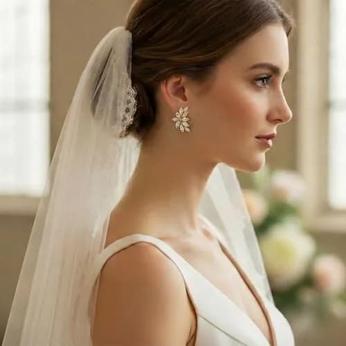 Mariell Clip-On Cubic Zirconia Bridal Earrings, Marquise Shape CZ Curved Clusters, Women Earrings for Wedding, Bridesmaids, Homecoming, Mother of the Bride | Elegant CZ Bridal Clip-Ons thumbnail 2