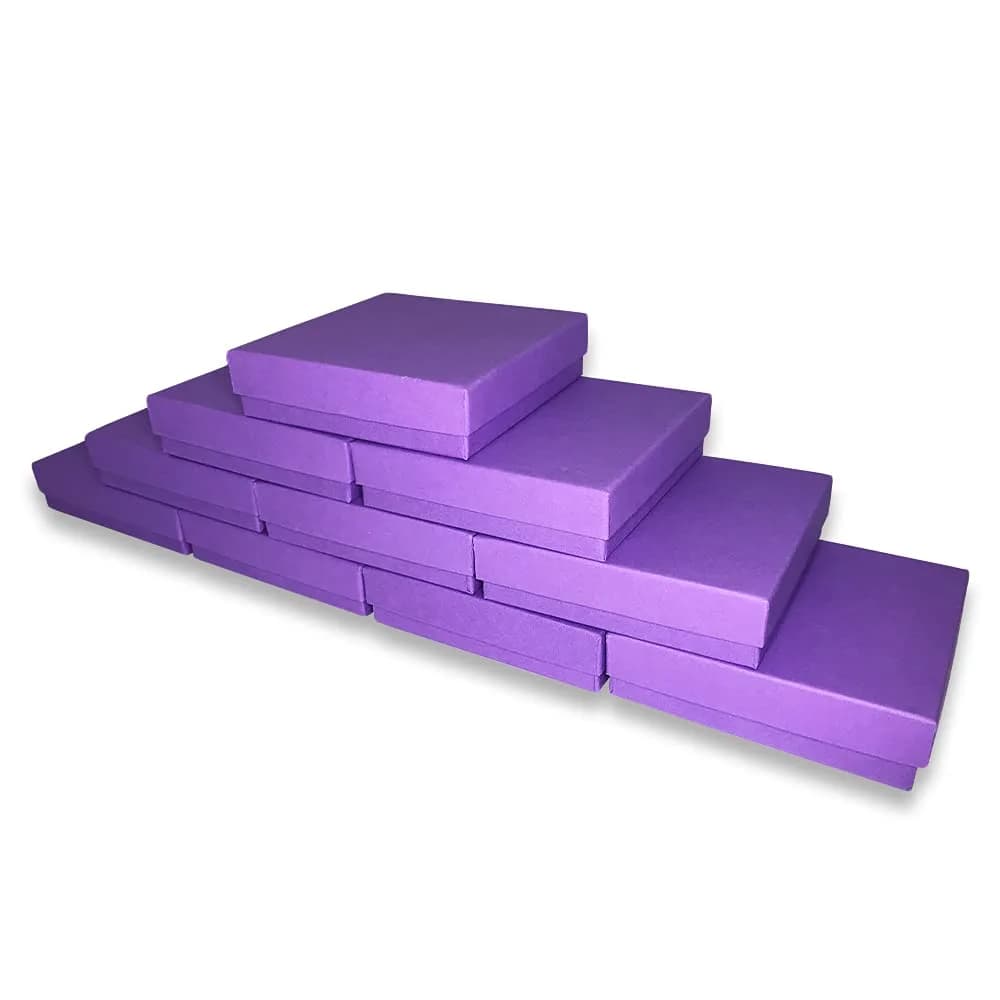 888 Display Purple Cotton Filled Jewelry Boxes 15-Pack 8.9cm x 8.9cm x 2.2cm | Ideal for Gifting & Display - view 5