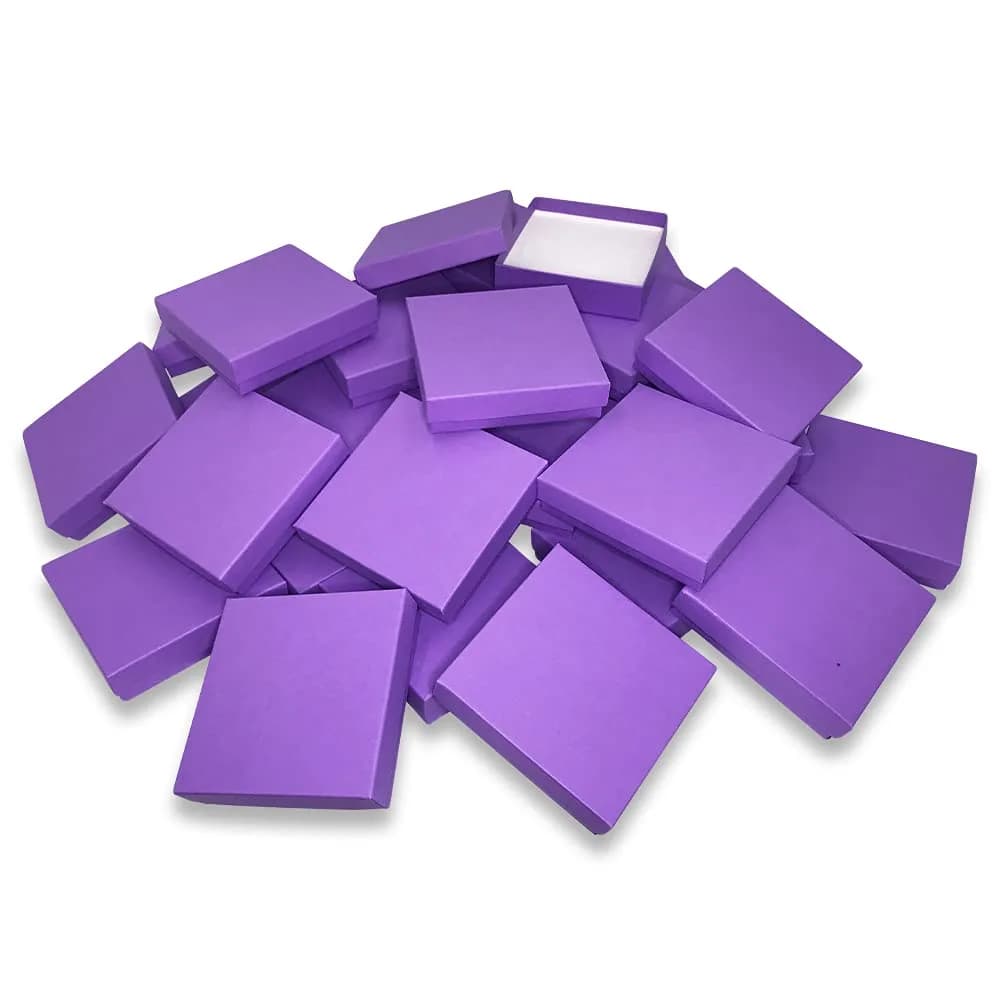 888 Display Purple Cotton Filled Jewelry Boxes 15-Pack 8.9cm x 8.9cm x 2.2cm | Ideal for Gifting & Display - view 7