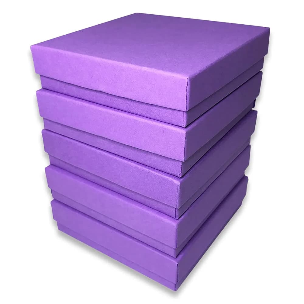 888 Display Purple Cotton Filled Jewelry Boxes 15-Pack 8.9cm x 8.9cm x 2.2cm | Ideal for Gifting & Display - view 4