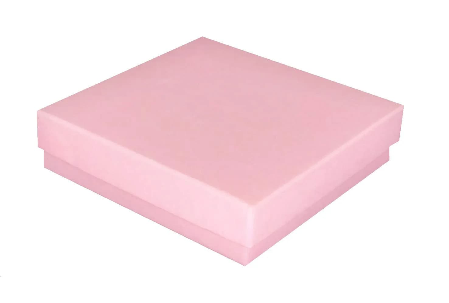 888 Display Light Pink Kraft Jewelry Boxes | Pack of 15, 3.5" x 3.5" x 0.875" (8.9cm x 8.9cm x 2.2cm) with Cotton Fill — Light Pink