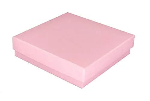 888 Display Light Pink Kraft Jewelry Boxes | Pack of 15, 3.5" x 3.5" x 0.875" (8.9cm x 8.9cm x 2.2cm) with Cotton Fill thumbnail 1