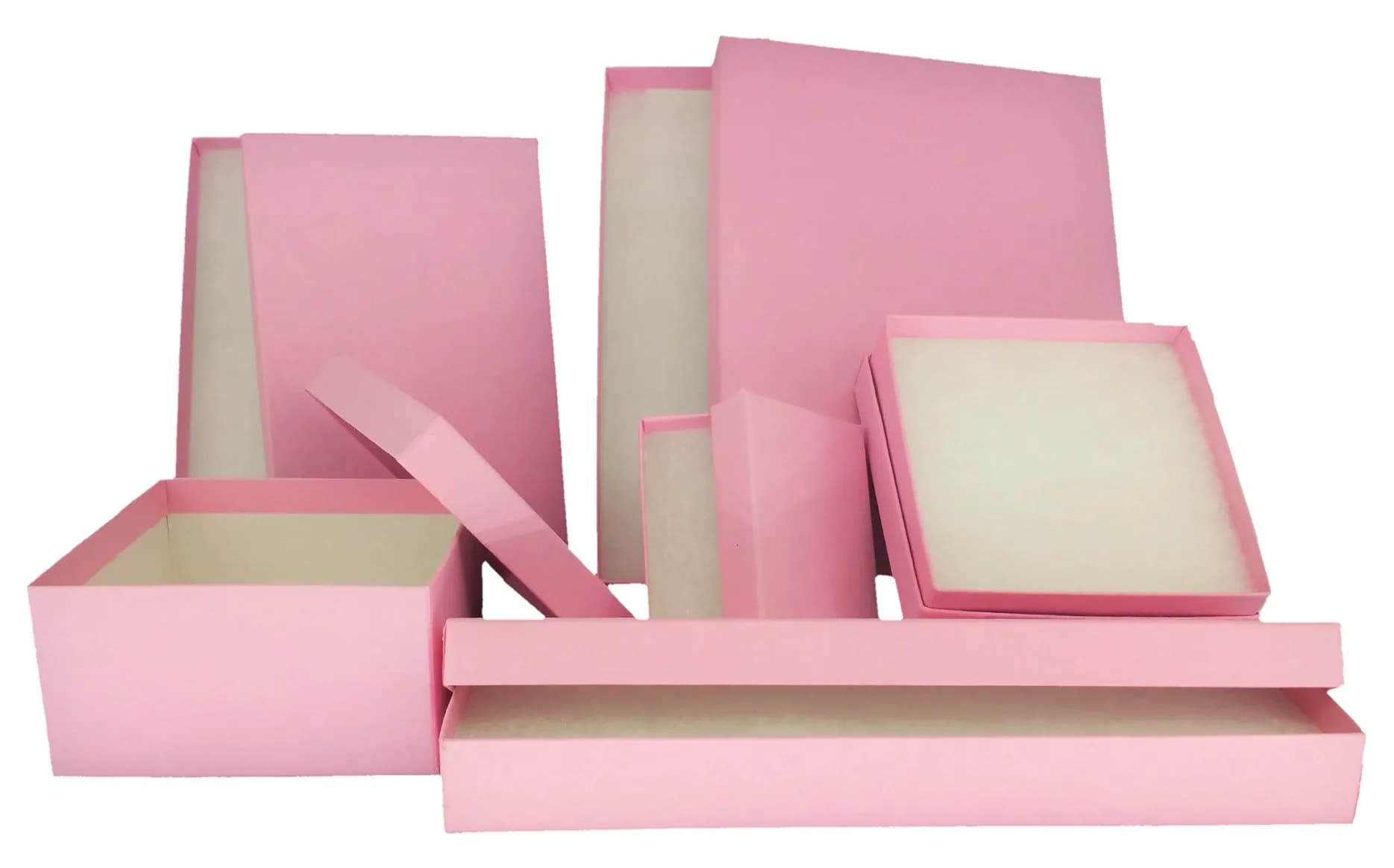 888 Display Light Pink Kraft Jewelry Boxes | Pack of 15, 3.5" x 3.5" x 0.875" (8.9cm x 8.9cm x 2.2cm) with Cotton Fill - view 2