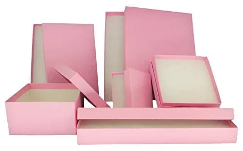 888 Display Light Pink Kraft Jewelry Boxes | Pack of 15, 3.5" x 3.5" x 0.875" (8.9cm x 8.9cm x 2.2cm) with Cotton Fill thumbnail 2