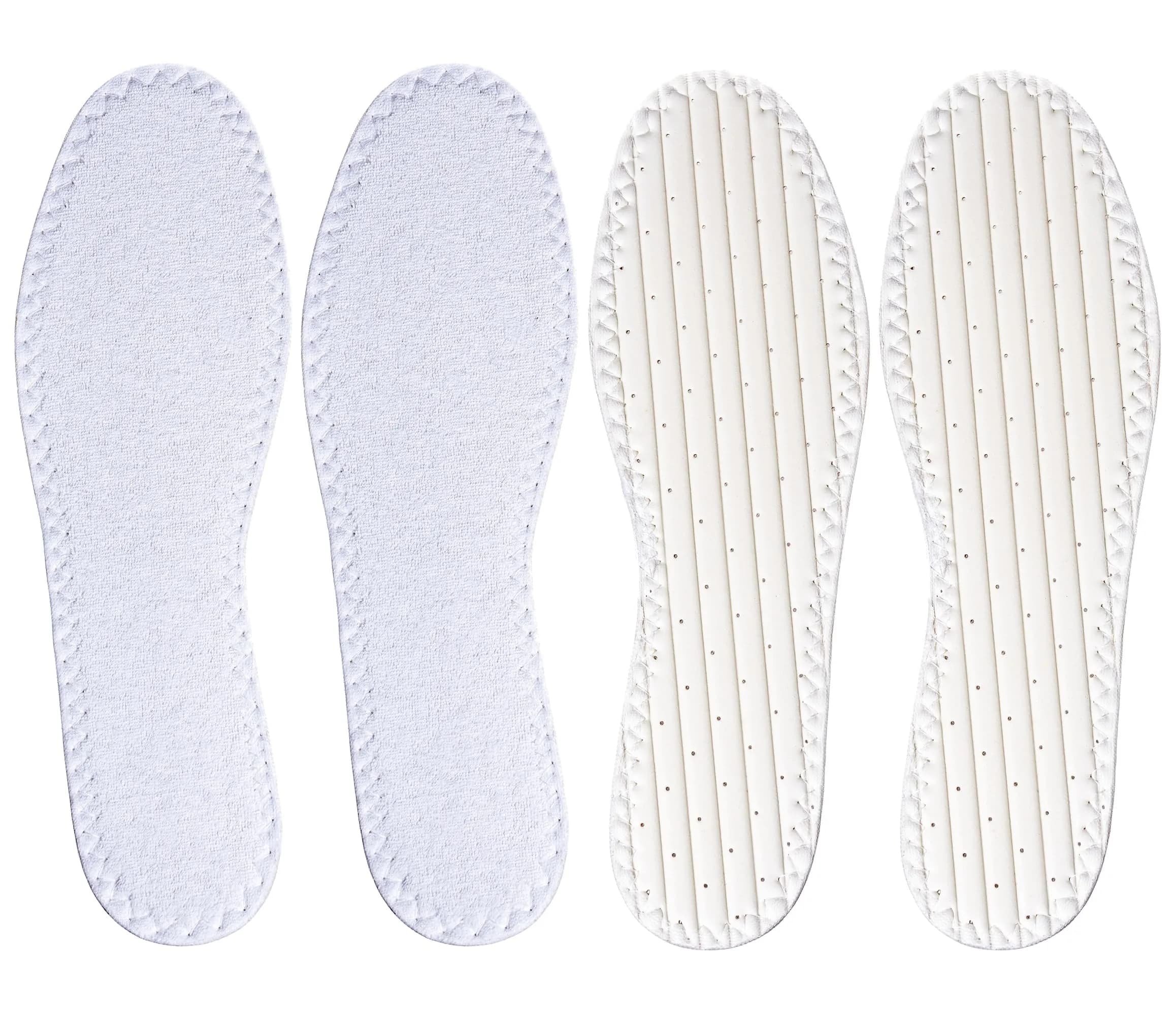 Happystep Women Size 10 Shoe Inserts & Liners | Moisture-Wicking Cotton Terry, Reusable & Washable — White