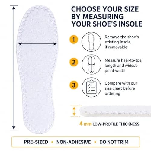 Happystep Women Size 10 Shoe Inserts & Liners | Moisture-Wicking Cotton Terry, Reusable & Washable thumbnail 2