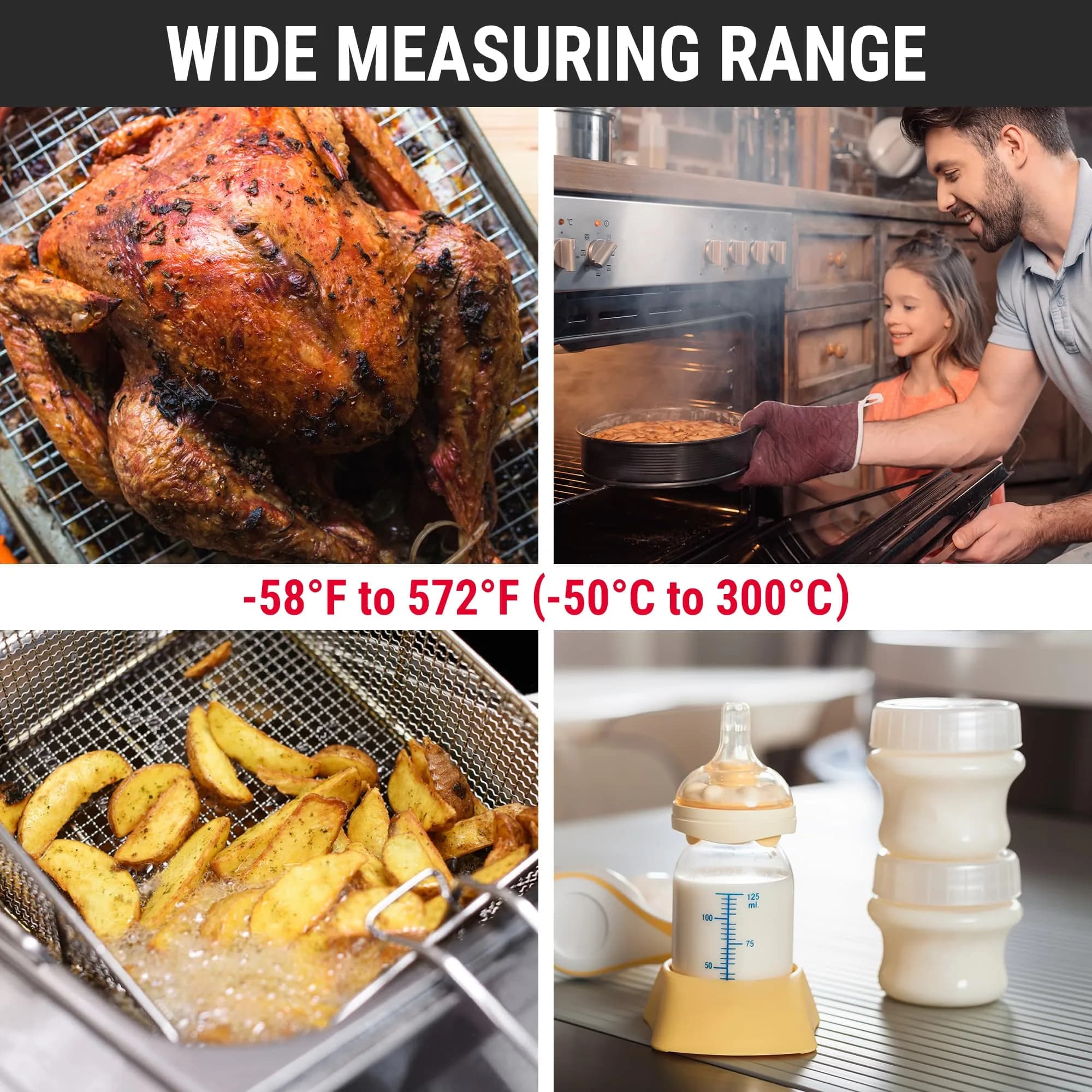 TempPro TP03B Digital Meat Thermometer with Backlight | Instant Read Cooking Thermometer for Grill, Smoker, BBQ, Oil, Candy, Bread, Coffee (156g / 5.5oz) - view 6