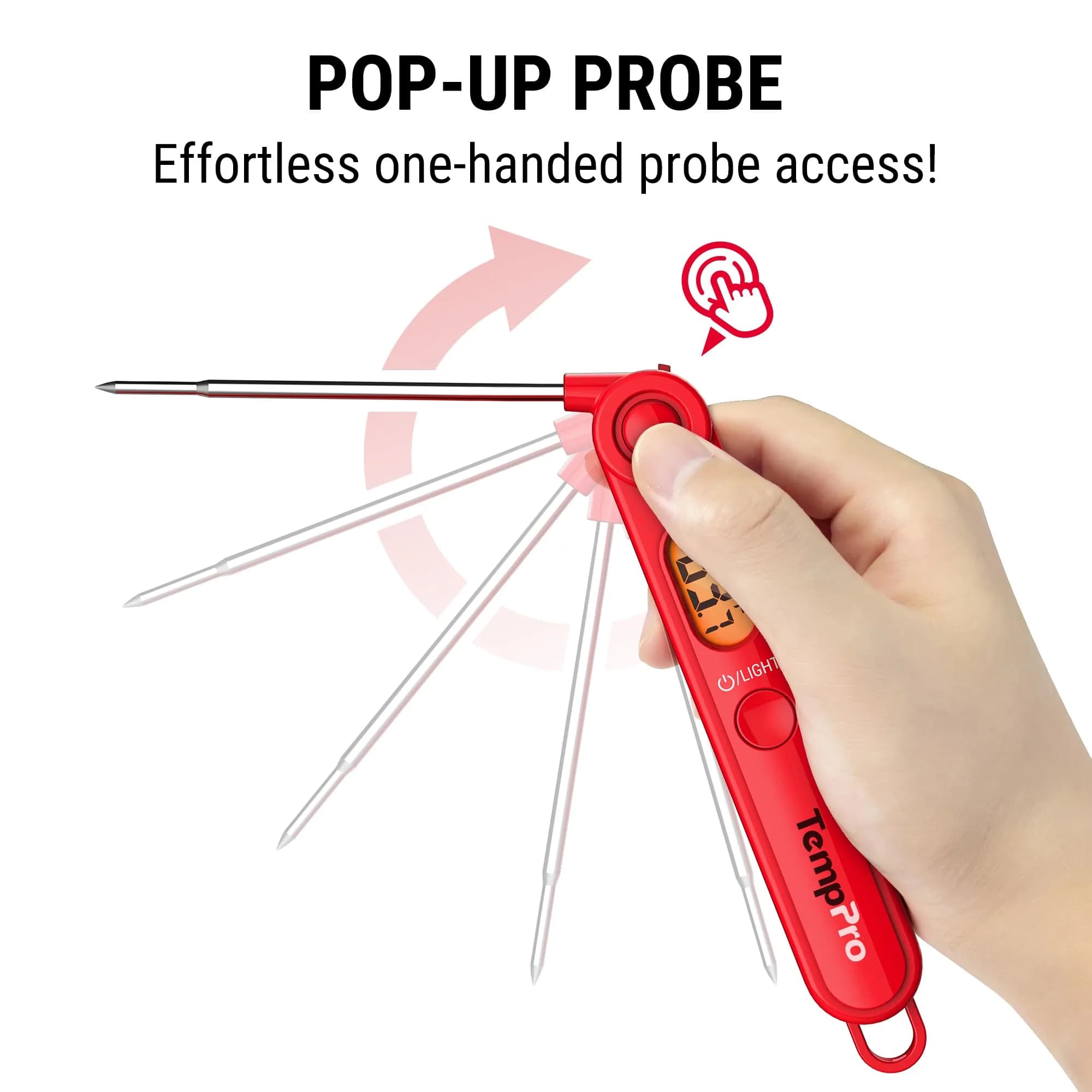 TempPro TP03B Digital Meat Thermometer with Safe Foldable Probe & Backlight - view 3