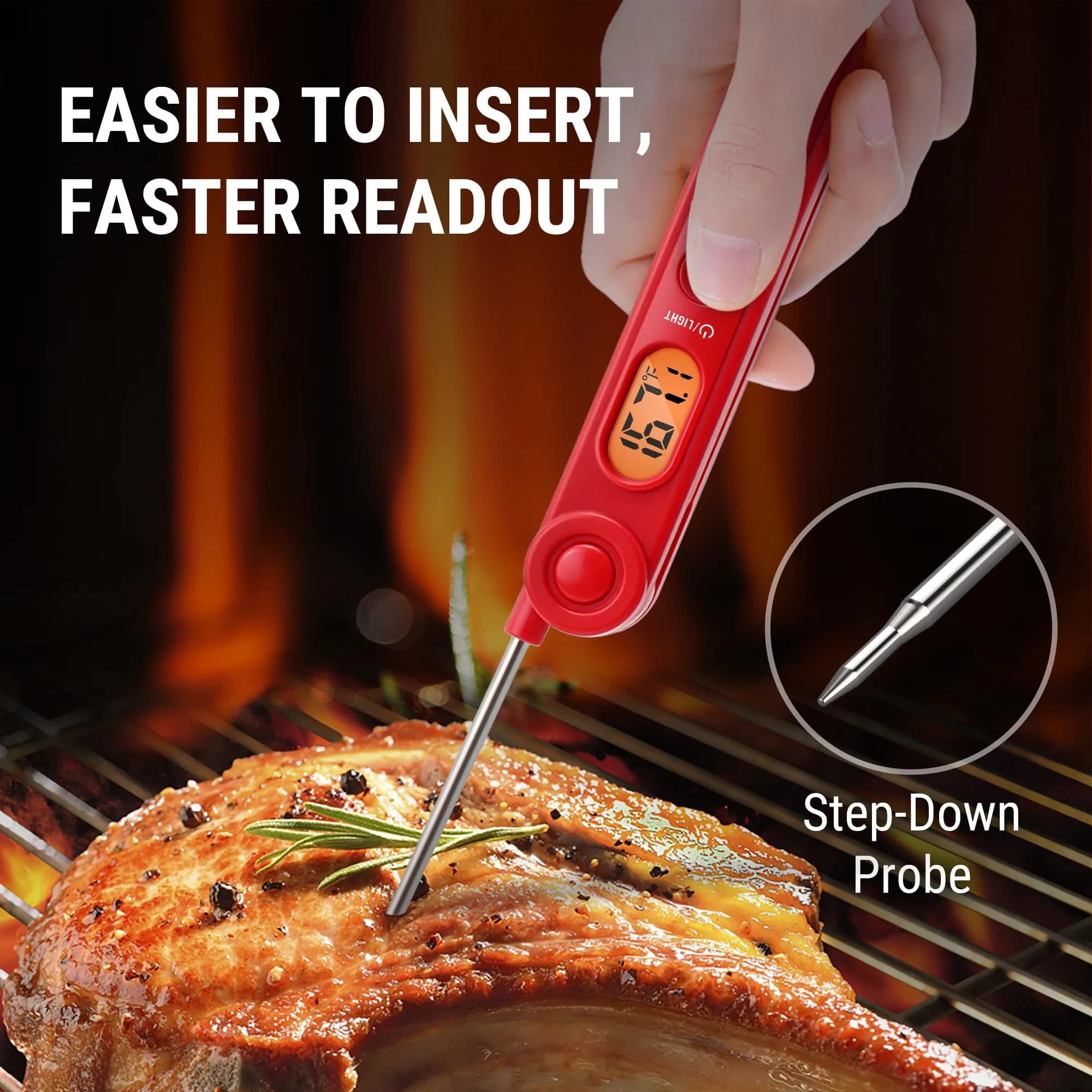 TempPro TP03B Digital Meat Thermometer with Safe Foldable Probe & Backlight - view 4