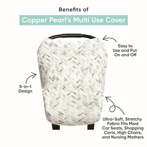 Copper Pearl Nursing Cover for Breastfeeding – Multi-Use Baby Car Seat Cover, Stroller Cover & Breast Feeding Cover Up for Women, Stretchy Breathable High Quality Cover for Boy or Girl, Grace thumbnail 2