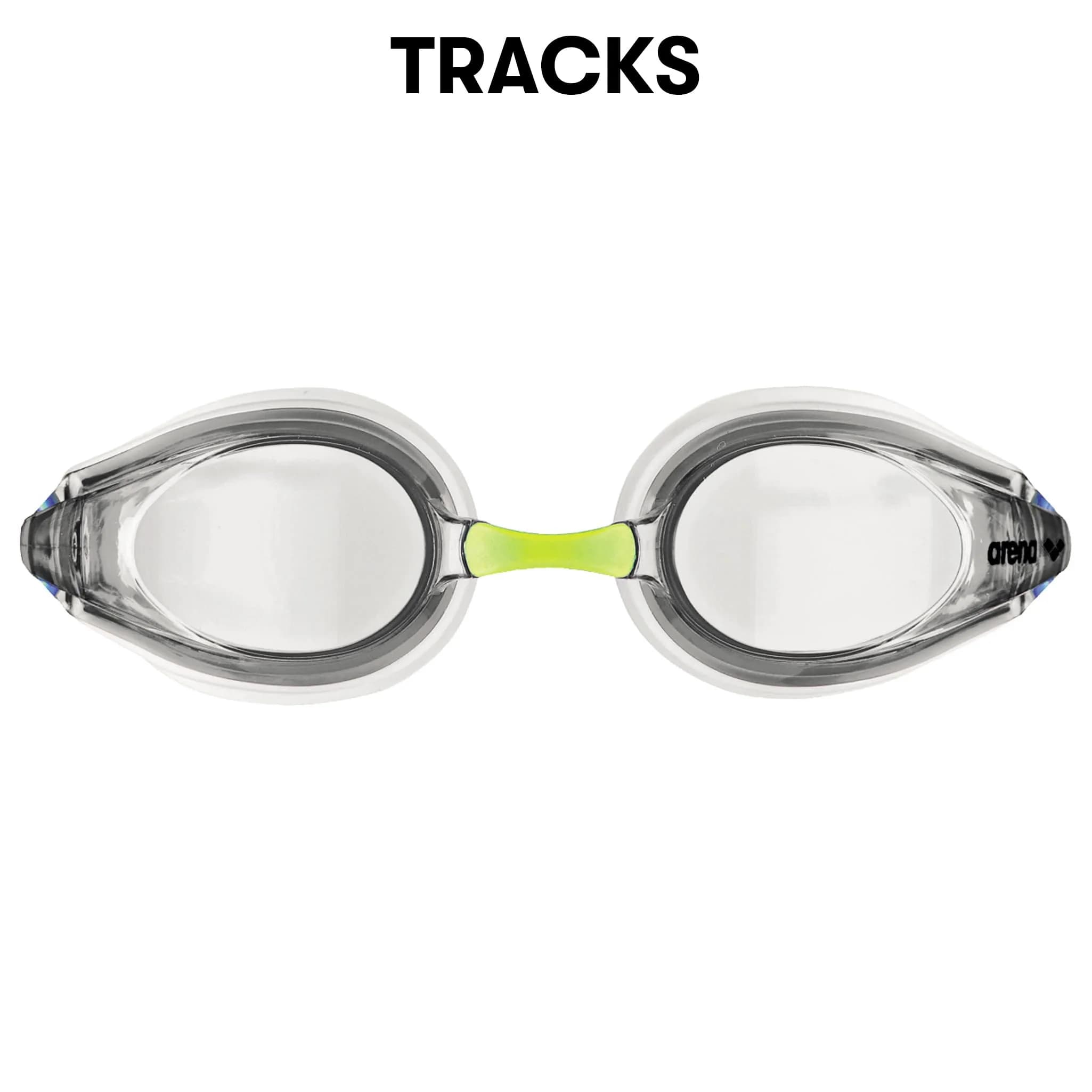 ARENA Tracks Adult Non-Mirror Racing Swim Goggles - White/Clear/Blue - view 3