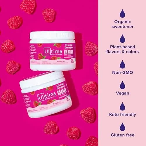 Ultima Replenisher Raspberry Electrolytes Powder 3.2oz (91g) | Hydration with 6 Electrolytes & Minerals thumbnail 5