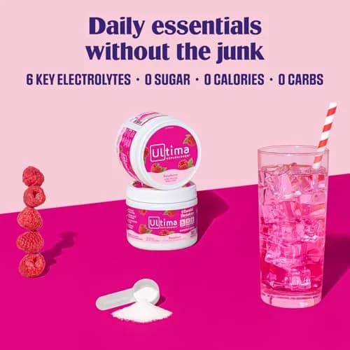 Ultima Replenisher Raspberry Electrolytes Powder 3.2oz (91g) | Hydration with 6 Electrolytes & Minerals thumbnail 2