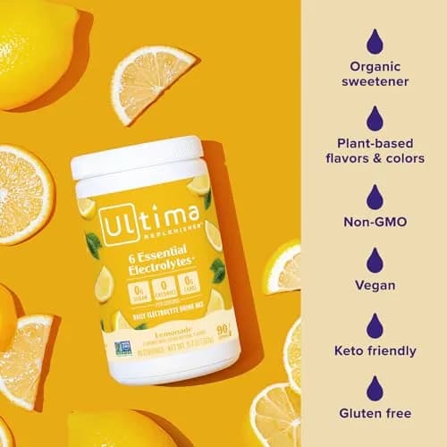 Ultima Replenisher Daily Electrolyte Powder Drink Mix | Lemonade Flavor, 90 Servings (318g/11.1oz) thumbnail 5